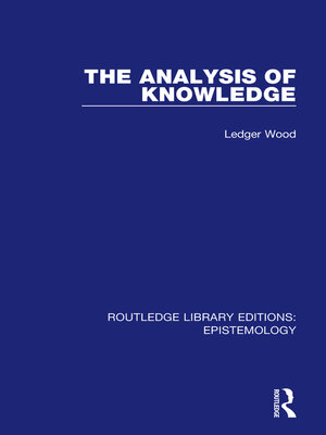 cover image of The Analysis of Knowledge